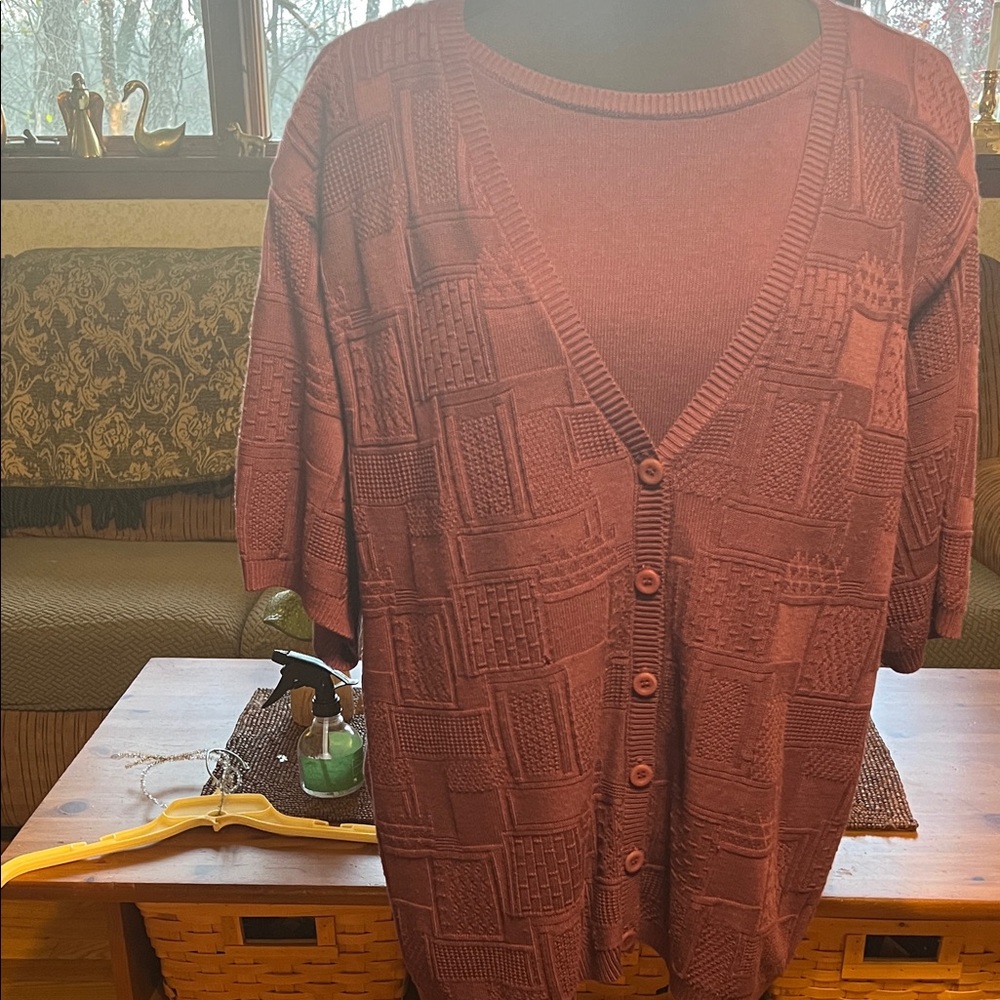 Alfred Dunner Textured purple Cardigan